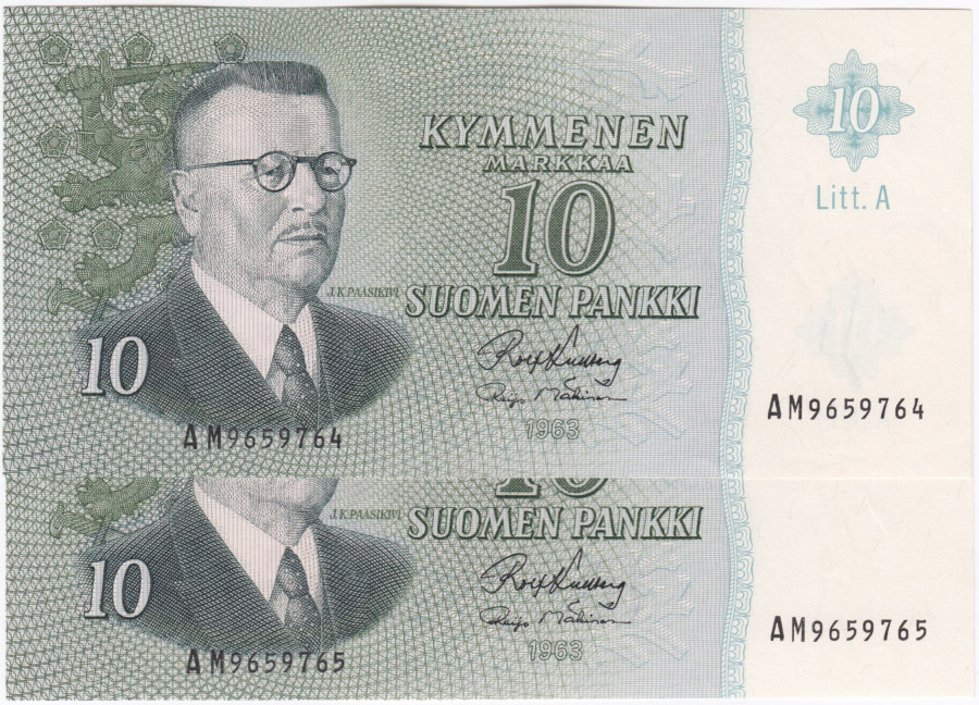 10 Markkaa 1963 Litt.A AM965976X